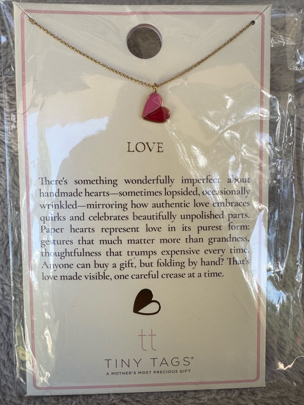 Tiny Tags 14k Gold Ion Plated Love Heart Charm Necklace